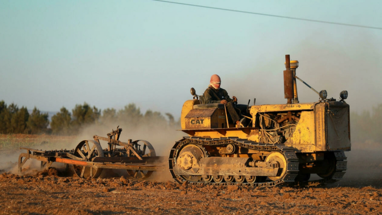 A farmer ploughs a wheat field in the northeastern Kurdish-held city of Qamishli, part of the Syria's breadbasket region of Hasakah which has been hit hard by low rainfall (Photo: Delil Souleiman/AFP)