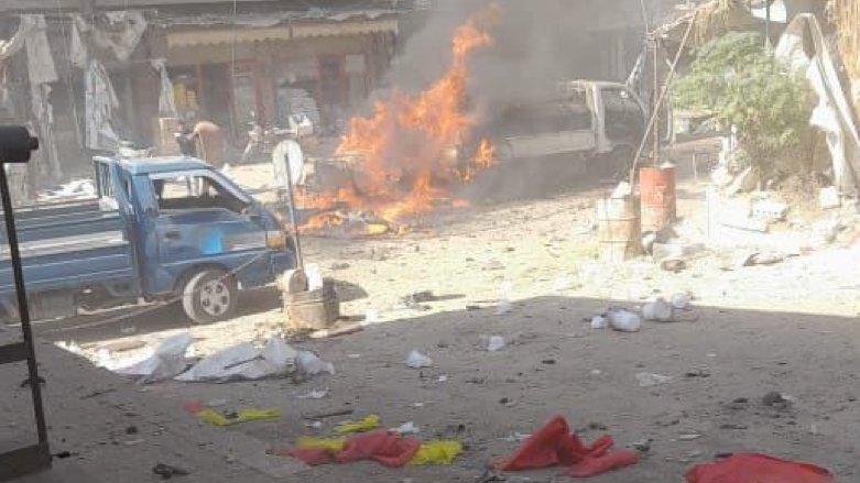 A car bomb exploded in Afrin on Monday afternoon (Photo: SOHR)