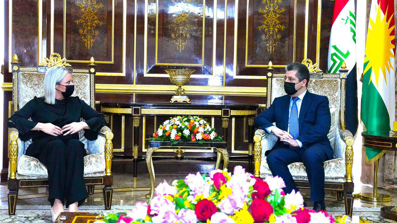 UN envoy Jeanine Hennis-Plasschaert meets with Kurdistan Region Prime Minister Masrour Barzani. (Photo: KRG)