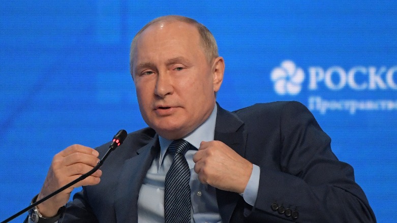 Russian President Vladimir Putin attends a session of the Russian Energy Week International Forum in Moscow on October 13, 2021. (Photo: Sergei GUNEYEV / SPUTNIK / AFP)