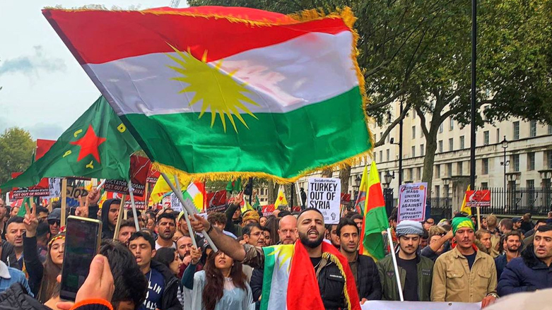 Kurdish activist and influencer Hakar Mirza (Iamhaks) during a protest in London (Photo: Hakar Mirza/private)