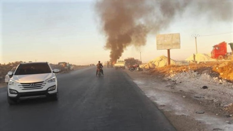 An image shared on social media of an alleged Turkish drone strike near Kobani, Oct. 23, 2021. (Photo: Ciyager A/Twitter)