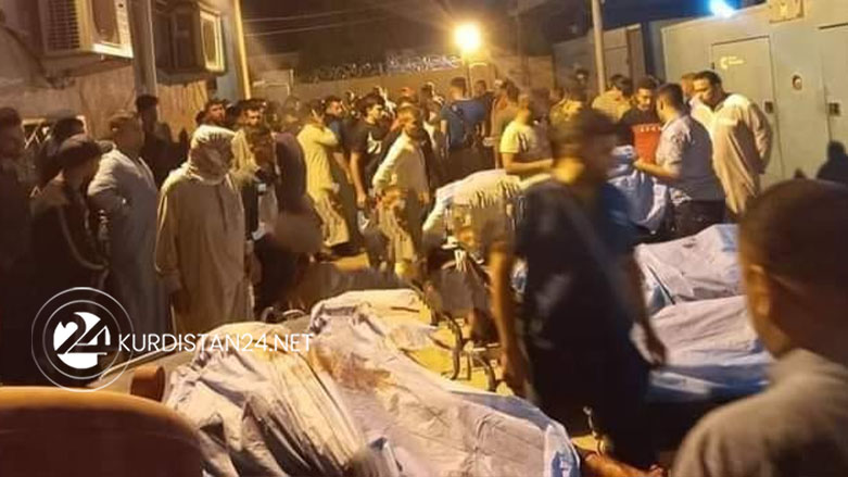 Relatives of the victims of the deadly ISIS attack are in Miqdadiya Hospital in Diyala province on Tuesday night, Oct. 27, 2021. (Photo: Social Media)