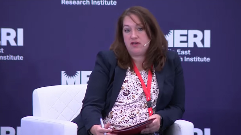 US Deputy Assistant Secretary for Iraq and Iran Jennifer Gavito speaking at MERI forum, Oct. 27, 2021. (Photo: Screengrab/Meri Livestream)
