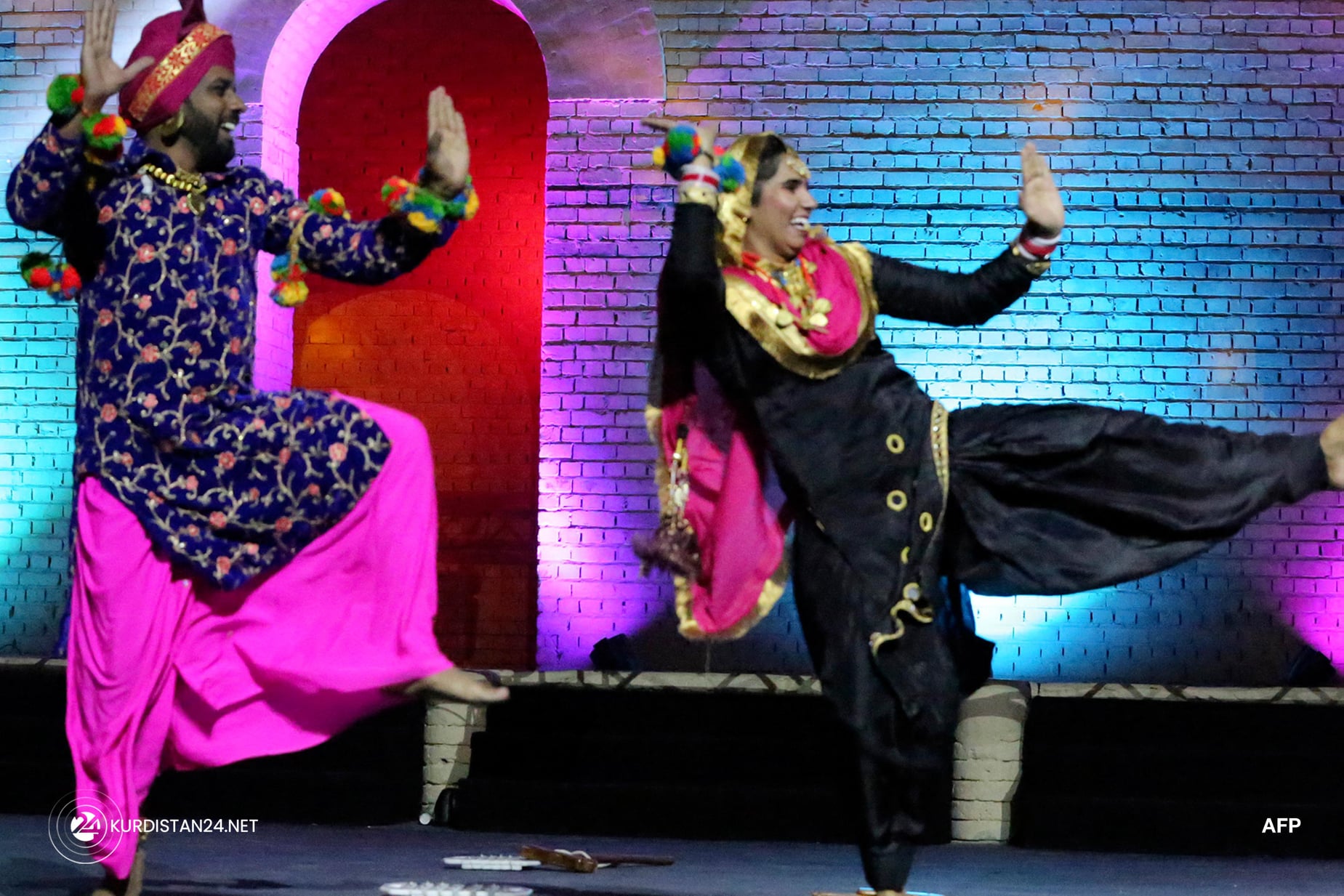 Artists perform during the launching ceremony of Babel International Festival, at the archaeological site of ancient Babylon, Oct. 28, 2021. (Photo: Sabah Arar/AFP)
