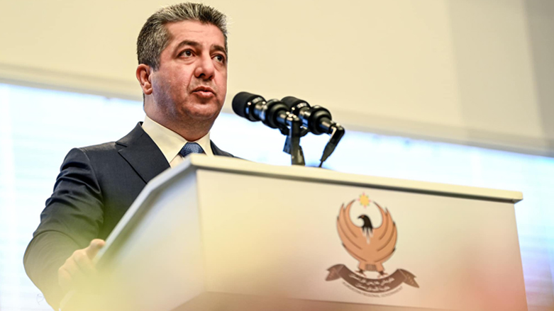 Kurdistan Region Prime Minister Masrour Barzani speaks during the Regional Plan for Human Rights Conference in Erbil, Oct. 6, 2022. (Photo: KRG)