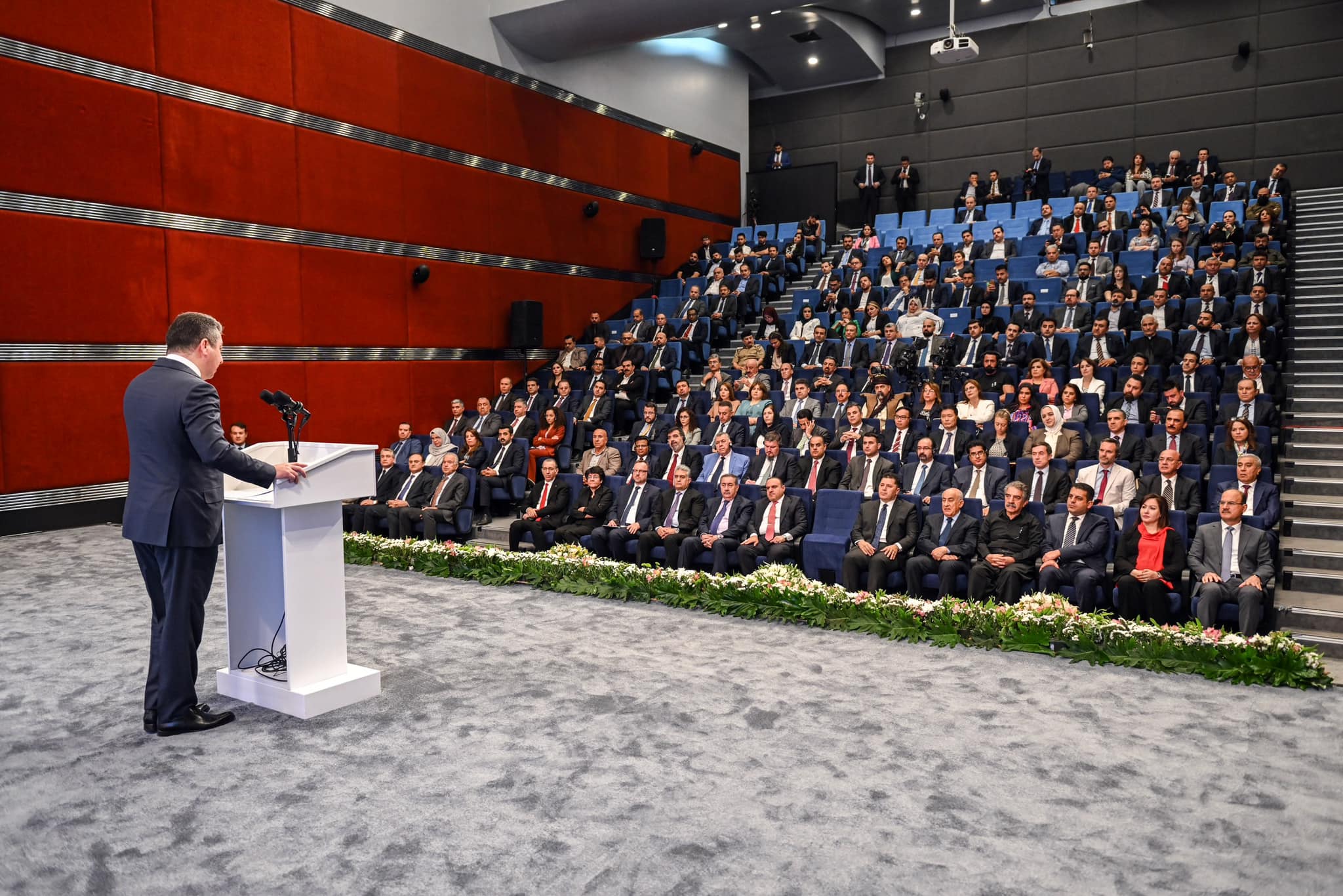 Kurdistan Region Prime Minister Masrour Barzani speaks during the Regional Plan for Human Rights Conference in Erbil, Oct. 6, 2022. (Photo: KRG)