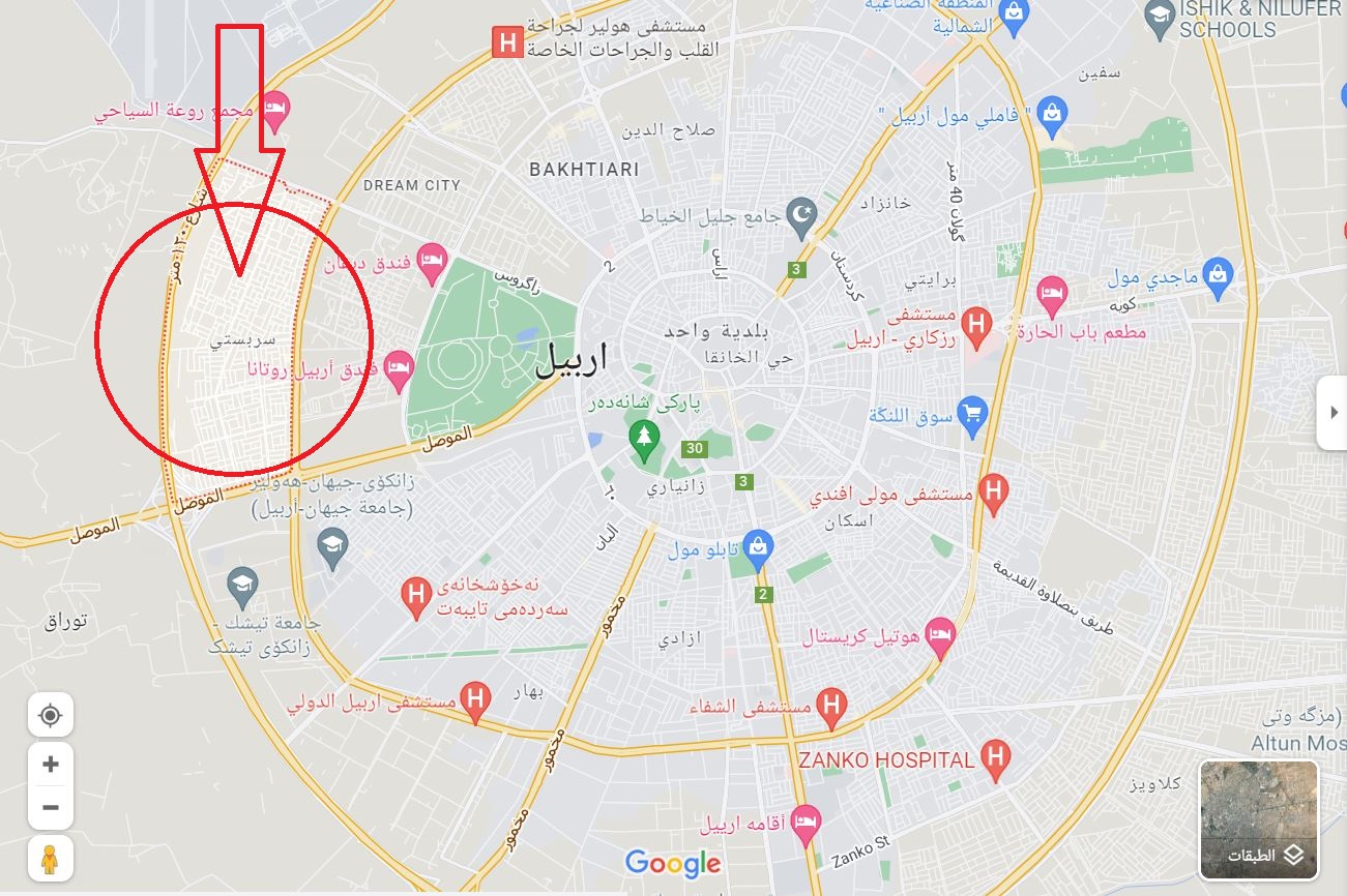 نه‌خشه‌ی شوێنی رووداوه‌كه‌ 