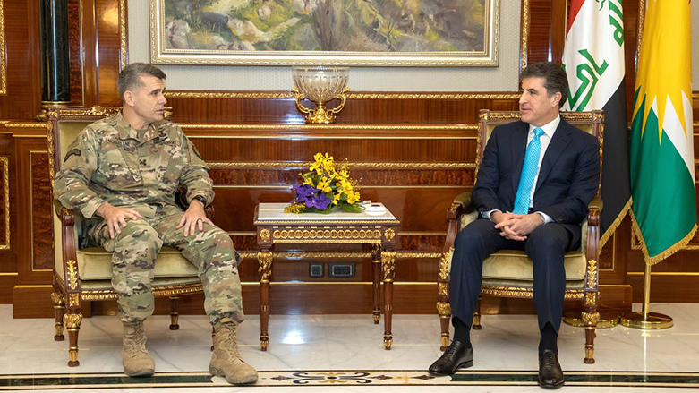 Kurdistan Region President Nechirvan Barzani (right) during his meeting with Maj. Gen. Matthew McFarlane,the commander of anti-ISIS Operation Inherent Resolve, Oct. 16, 2022. (Photo: Kurdistan Region Presidency)