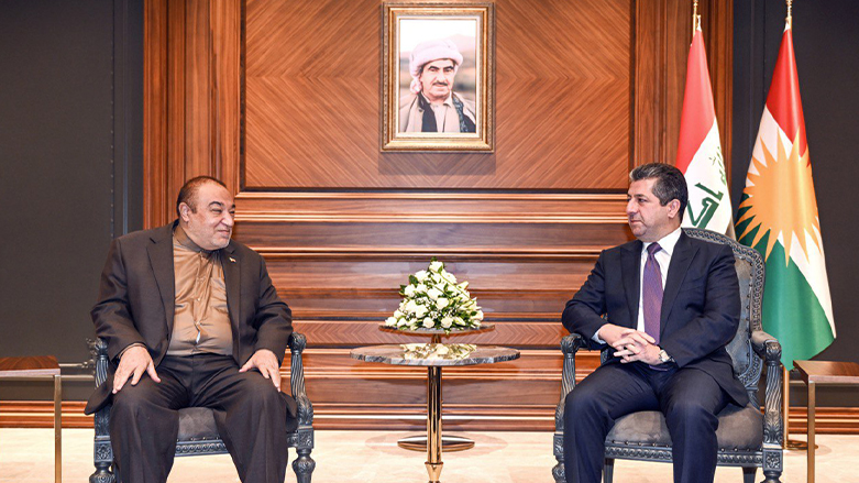Kurdistan Region Prime Minister Masrour Barzani (right) during his meeting with Mahdi Safari, the Iranian deputy foreign minister for economic diplomacy, in Erbil, Oct. 20, 2022. (Photo: KRG)