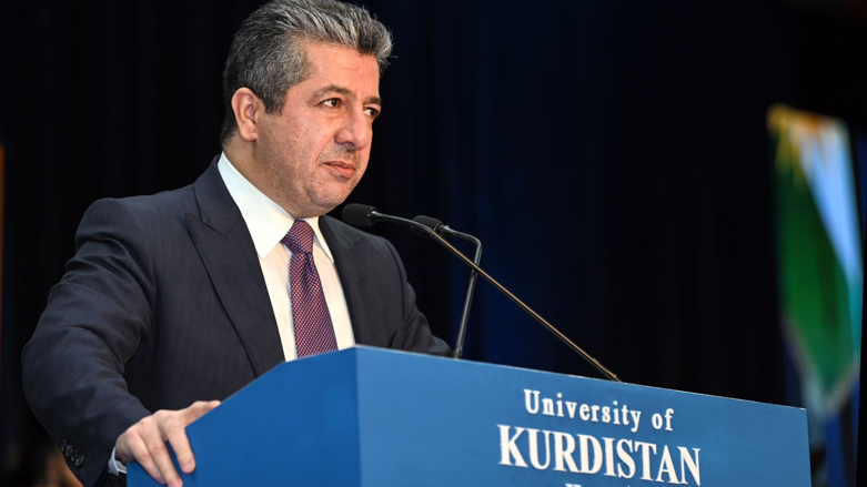 PM Masrour Barzani delivers a speech at the UKH, Oct 20, 2022 (Photo: KRG)