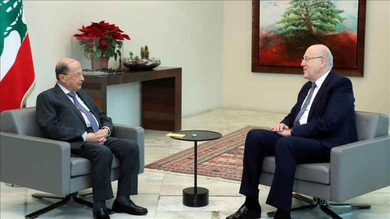 نجیب میقاتی و میشل عون، نخست‌وزیر و رئیس جمهور سابق لبنان