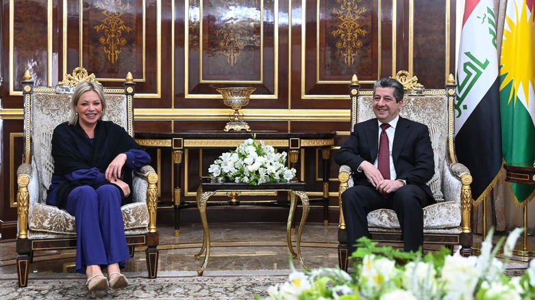 Kurdistan Region Prime Minister Masrour Barzani (right) during his meeting with the head of UNAMI Jeanine Hennis-Plasschaert, Oct. 31, 2022. (Photo: KRG)