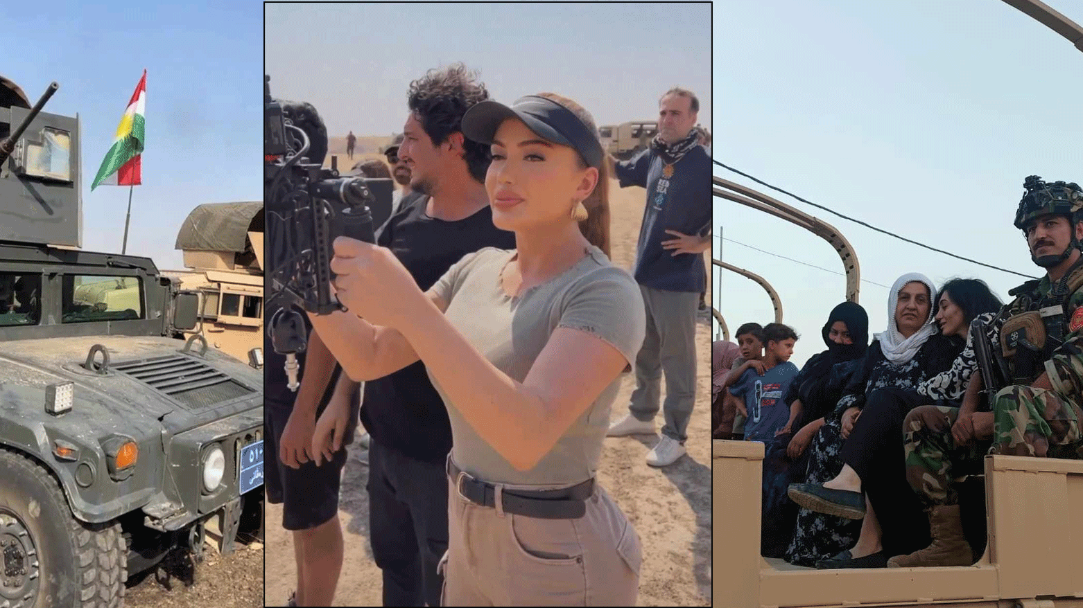 Helly Luv (center) working with filming equipment on the set. (Photo: Submitted to Kurdistan 24)