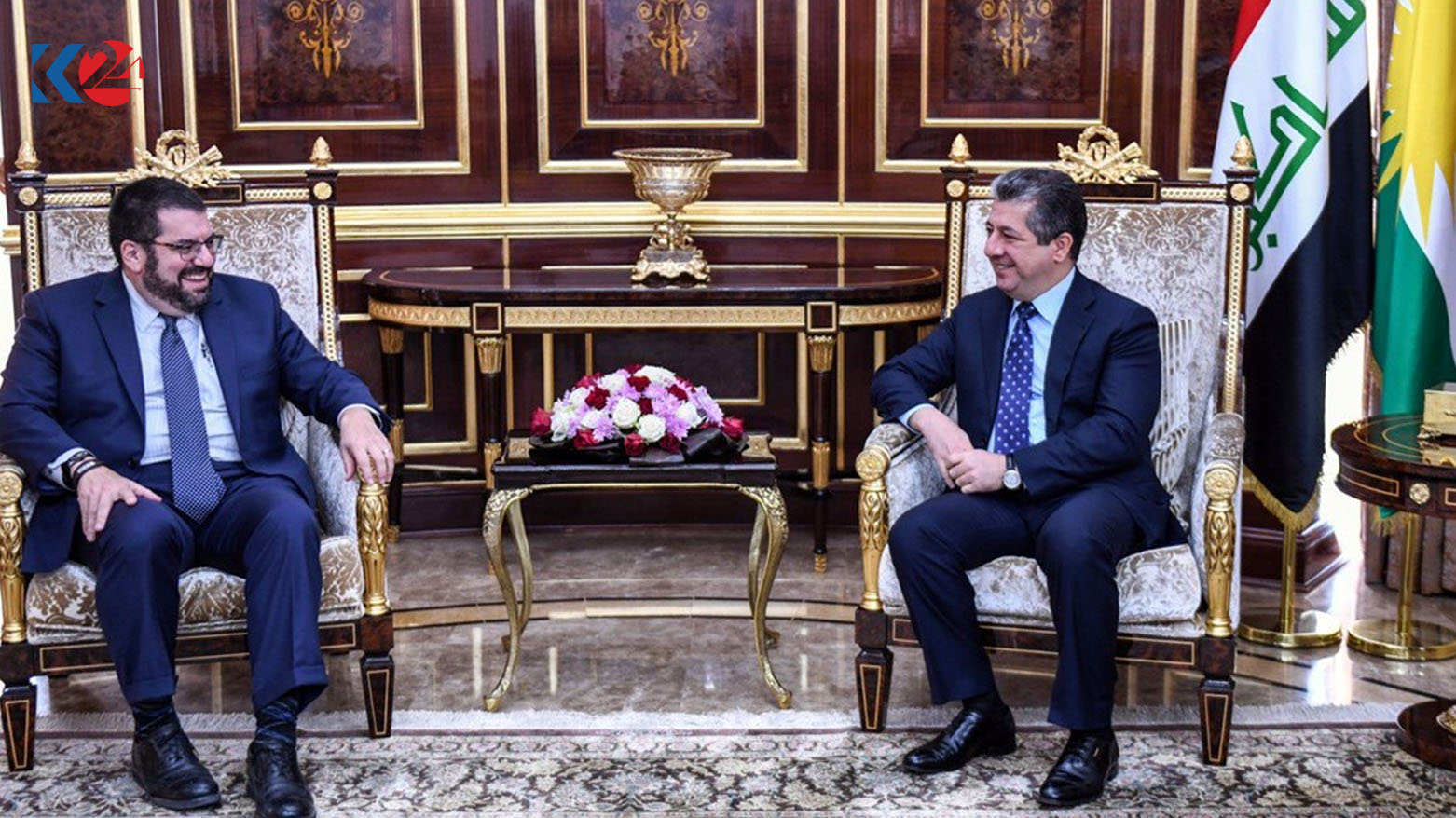 رئيس حكومة إقليم كوردستان مسرور بارزاني والقائم بالأعمال في السفارة الأمريكية لدى العراق ديفيد برغر