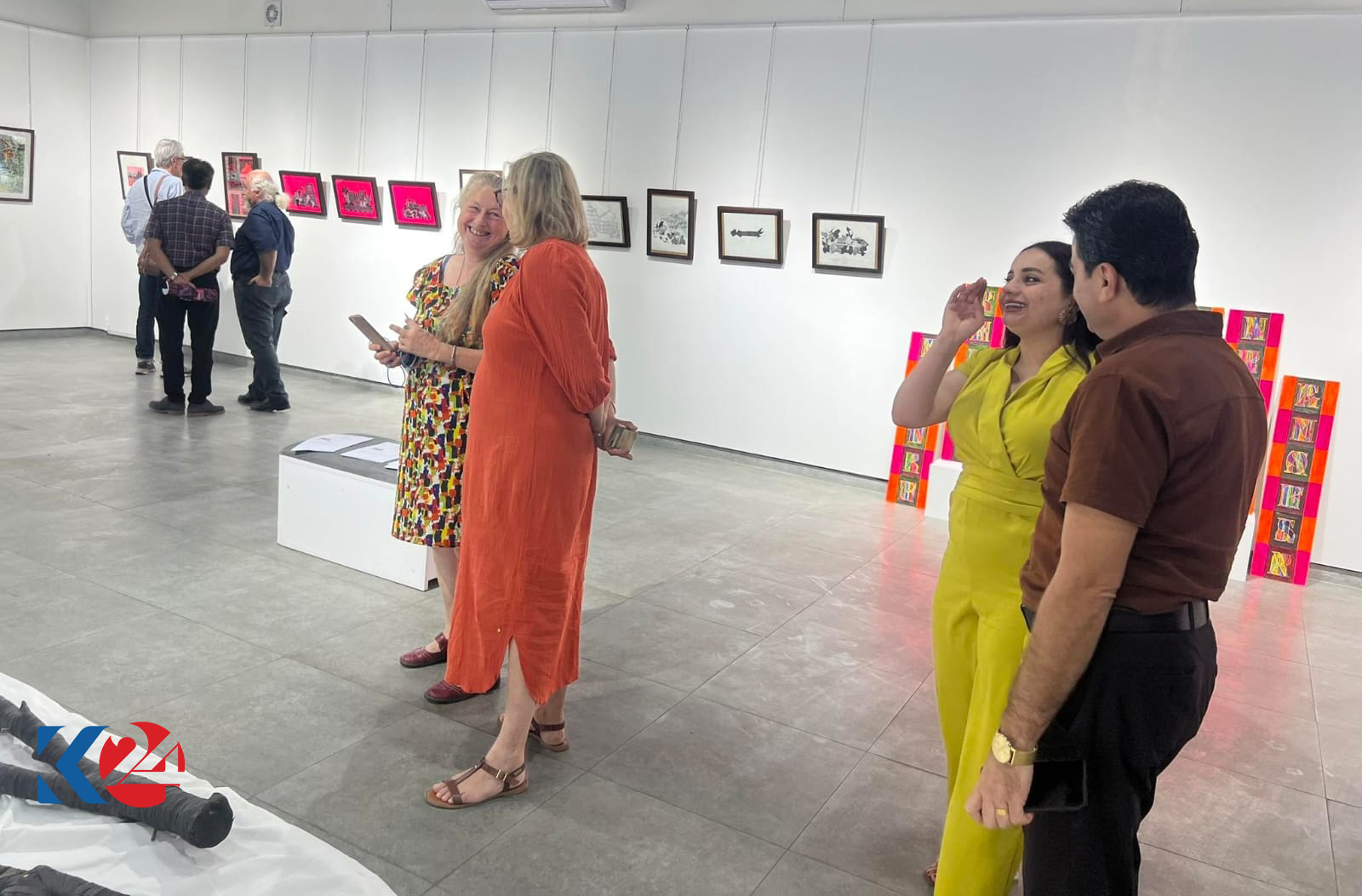 The joint exhibition of Kurdish and French artists at the Media Gallery in Erbil, Oct. 8, 2023. (Photo: Kurdistan 24) 
