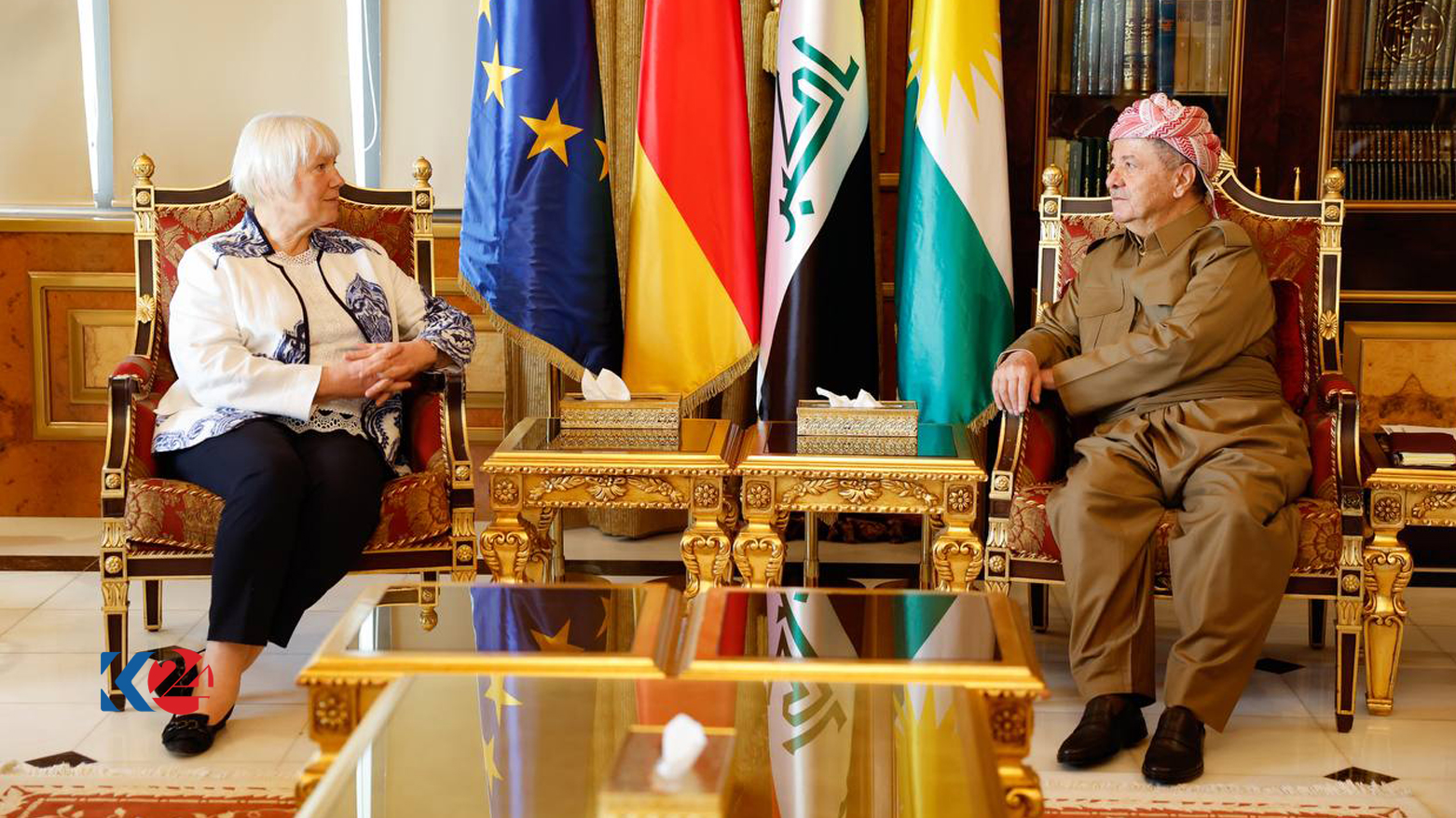 پرزیدنت مسعود بارزنی و خانم "کریستین هومان" سفیر آلمان در عراق فدرال