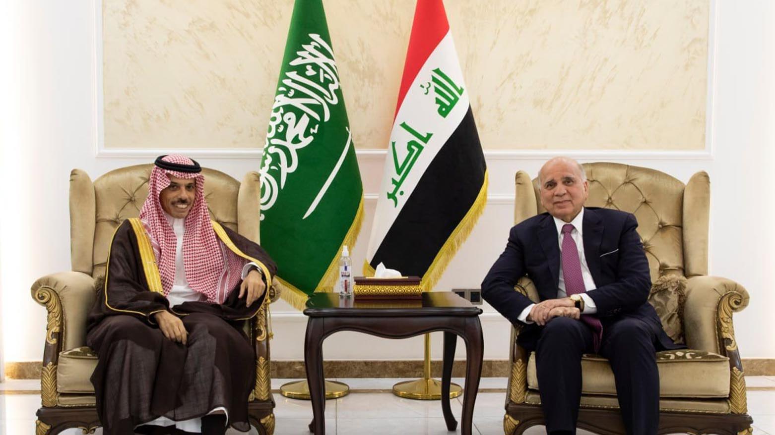 فواد حسین، وزیر امور خارجه عراق و فیصل بن فرحان، وزیر امور خارجه عربستان سعودی