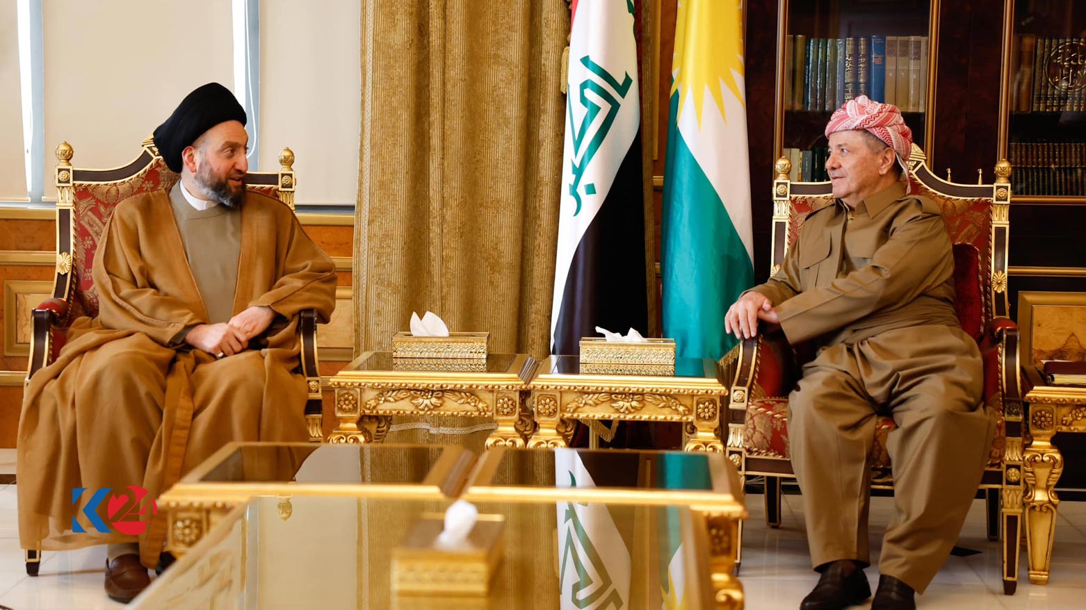 پرزیدنت مسعود بارزانی و عمار الحكیم، رئیس جریان حکمت ملی عراق