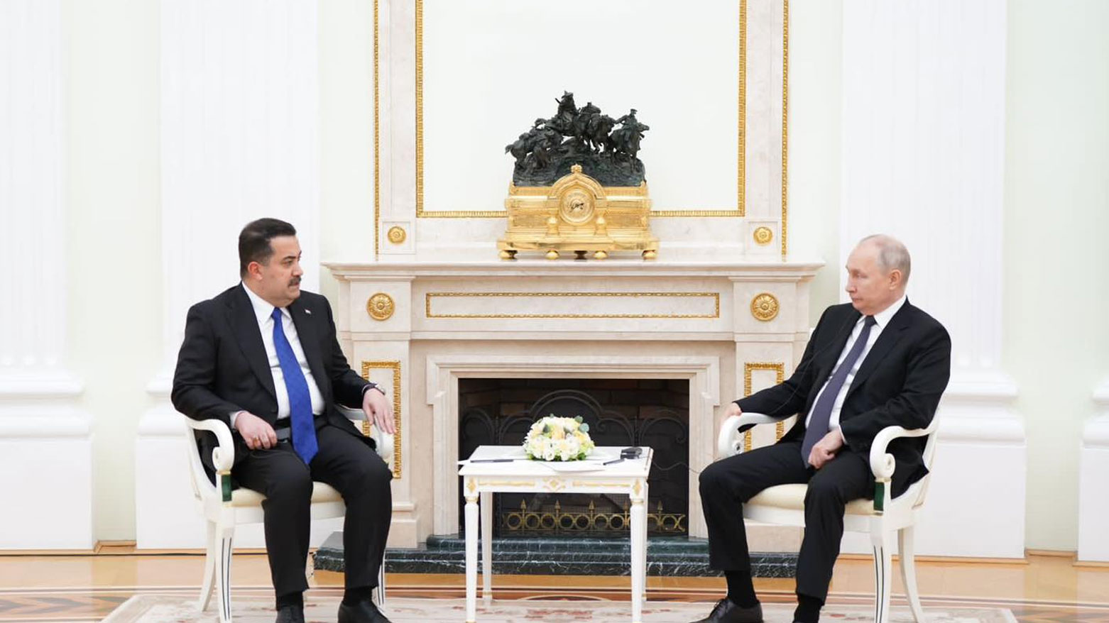 Iraqi Prime Minister Mohammed Shia al-Sudani (right) during his meeting with Russian President Vladimir Putin, Oct. 10, 2023. (Photo: Iraqi Prime Minister Media Office)