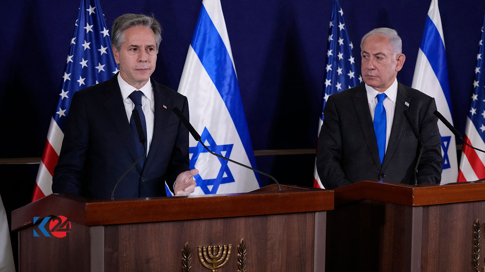 رئيس الوزراء الإسرائيلي بنيامين نتنياهو ووزير الخارجية الأمريكي أنتوني بلينكن