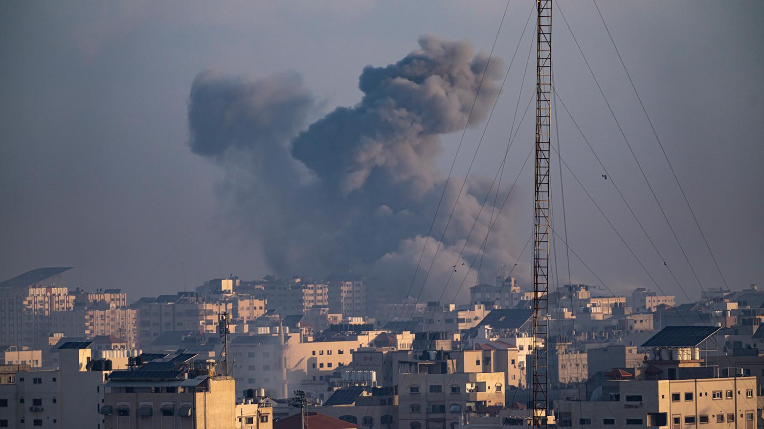 Smoke rises following an Israeli airstrike in Gaza City, Oct. 12, 2023. (Photo: Fatima Shbair/ AP)