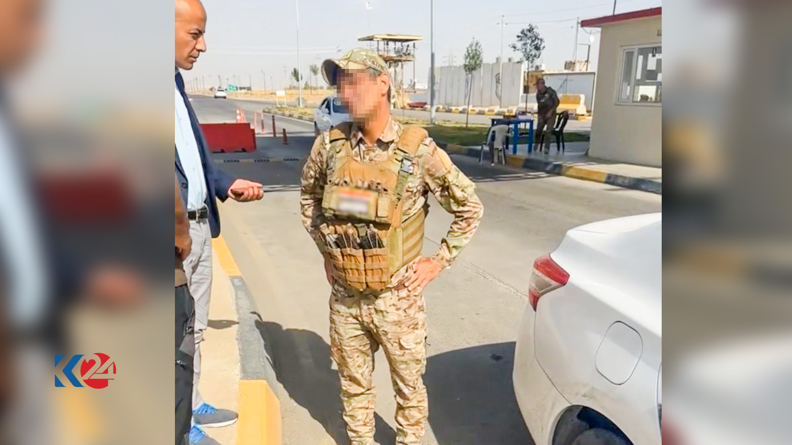 PMF forces prevent Kurdistan 24 team from entering Hamdaniya distrcit, Oct. 13, 2023. (Kurdistan 24)