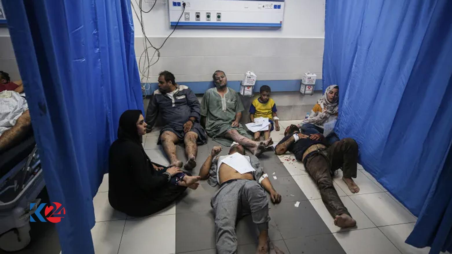 ژمارەیەک بریندار لە یەکێک لە نەخۆشخانەکانی غەززە - وێنە: AA