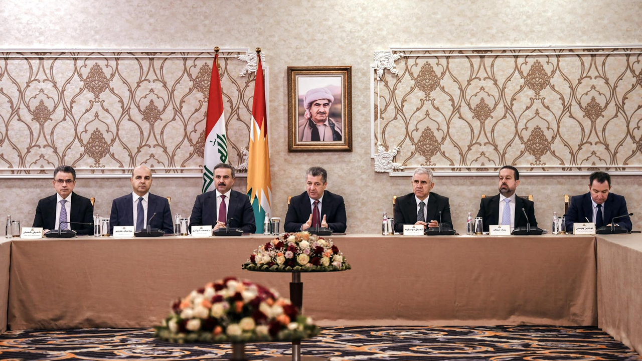 Kurdistan Region Prime Minister Masrour Barzani (center) during his meeting with Kurdistan Region investors in Erbil, Oct. 17, 2023. (Photo: KRG)