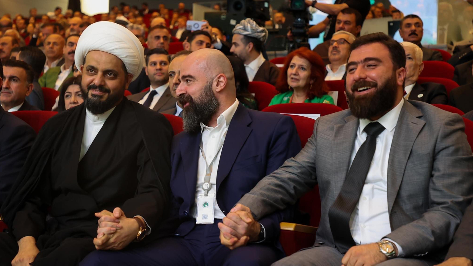 From left to right: Qais al-Khazali, Bafel Talabani, and Rayan al-Kildani (Photo: PUK Media)