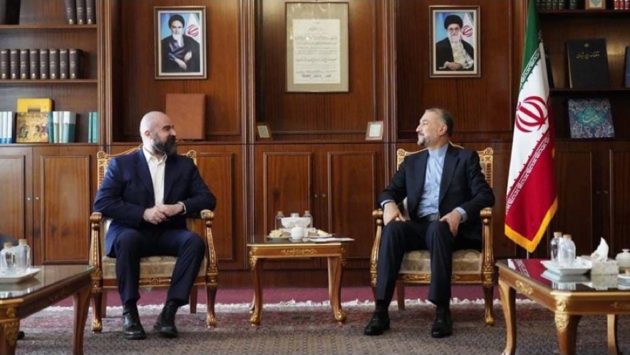 PUK leader Bafel Talebani (left) with Iranian Foreign Minister Hossein Amir-Abdollahian