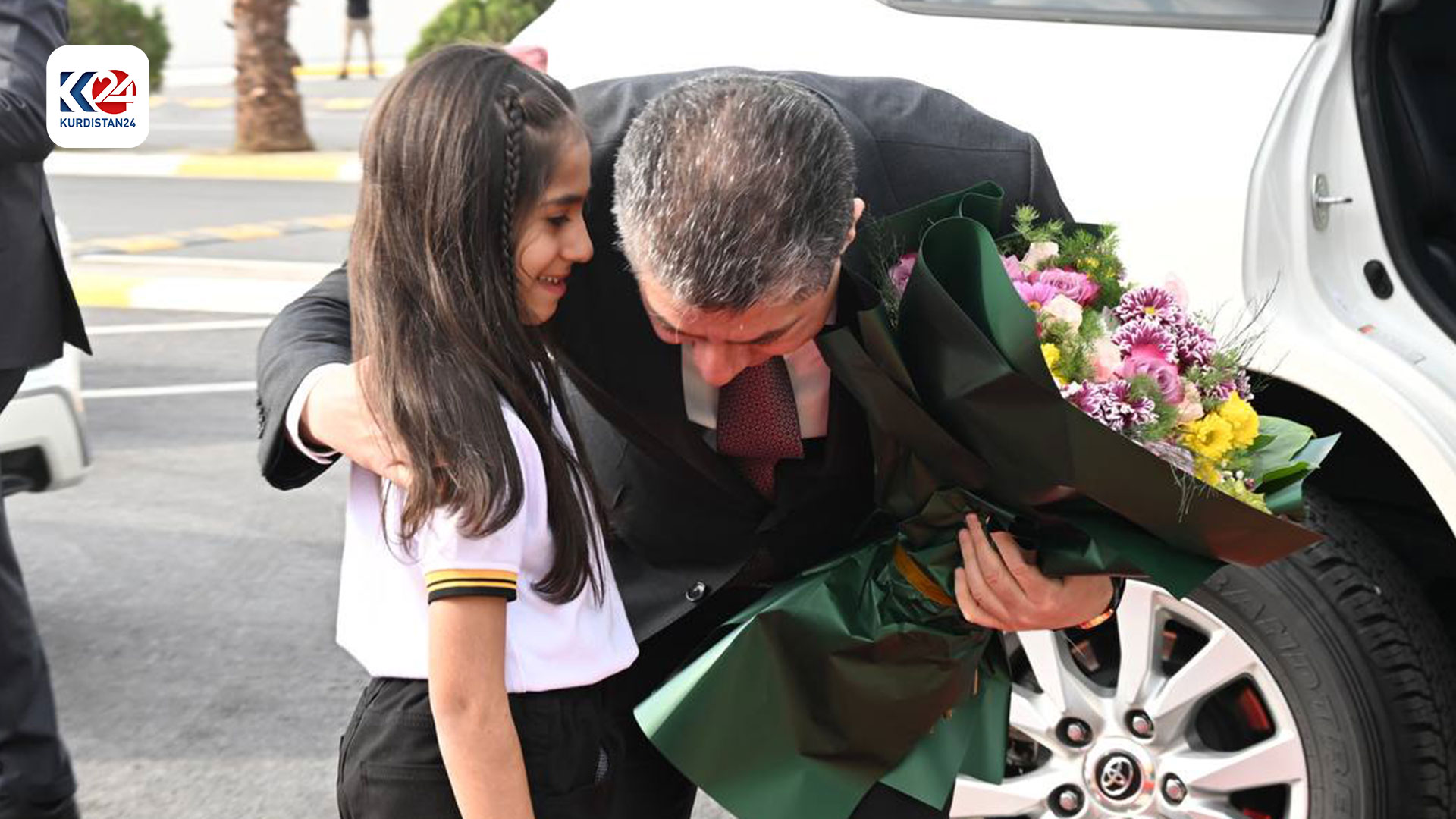 مەسرور بارزانی، سەرۆکی حکومەتی هەرێمی کوردستان لەکاتی کردنەوەی قوتابخانە و باخچەی منداڵانی ماجیدی