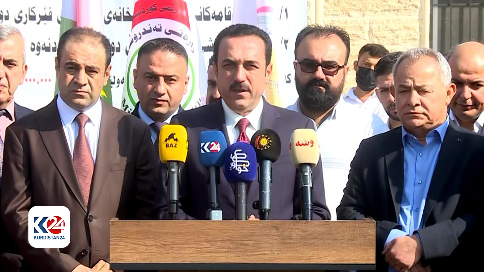Erbil Governor Omed Khoshnaw speaking at the press conference, Oct. 28, 2023. (Photo: Kurdistan 24)
