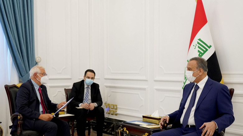 دیدار مصطفی کاظمی، نخست وزیر عراق و جوزپ بورل، نماینده عالی اتحادیه اروپا در سیاست خارجی و امور امنیتی