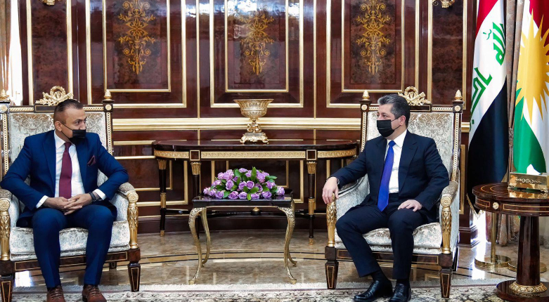 KRG Prime Minister Masrour Barzani (right) is pictured during his meeting with Anwar Ahmed, the head of KRG Integrity Commission, Sept. 7, 2021. (Photo: KRG)