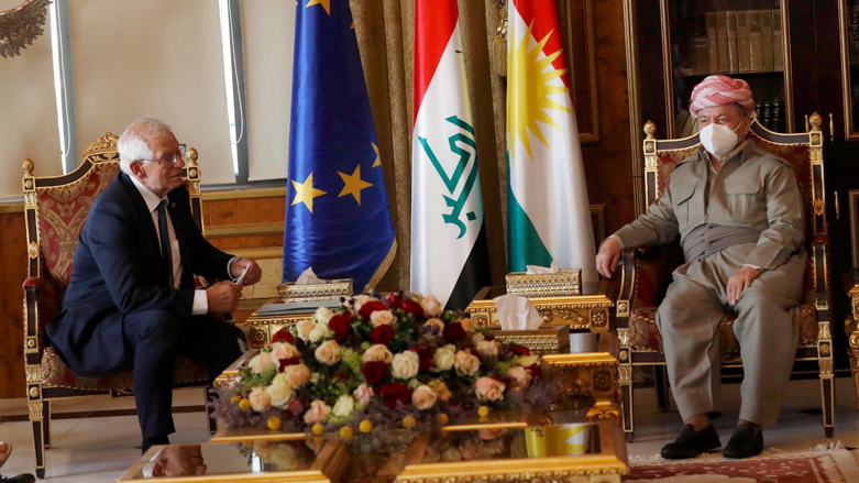 President Masoud Barzani (right) is pictured during his meeting with Josep Borrell, EU's top diplomat, in Erbil, Sept. 7, 2021. (Photo: EU)