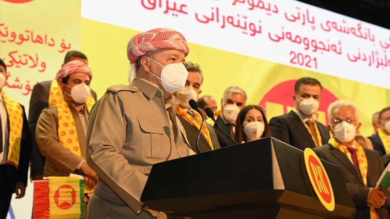 President Masoud Barzani, the head of Kurdistan Democratic Party (KDP), is pictured during the launch of his party's electoral campaign in Erbil, Sept. 11, 2021. (Photo: Barzani Headquarter/Facebook)