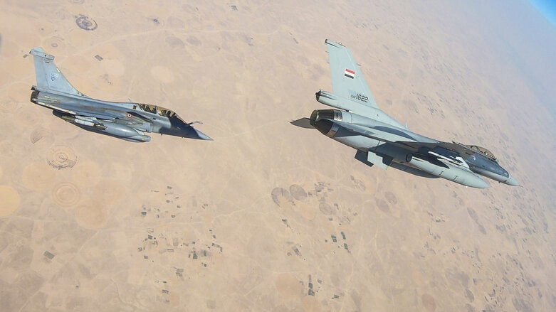 French Air Force Dassault Rafale jet training alongside Iraqi F-16 in September 2021. (Photo: Armée française - Opérations militaires via Twitter)
