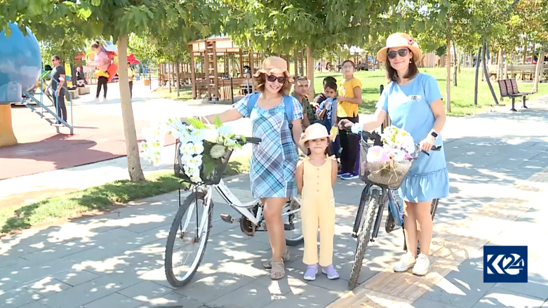 Women participating in the global Fancy Women Bike Ride in the Kurdish-majority city of Diyarbakir, Turkey on Sept. 19, 2021. (Photo: K24) 