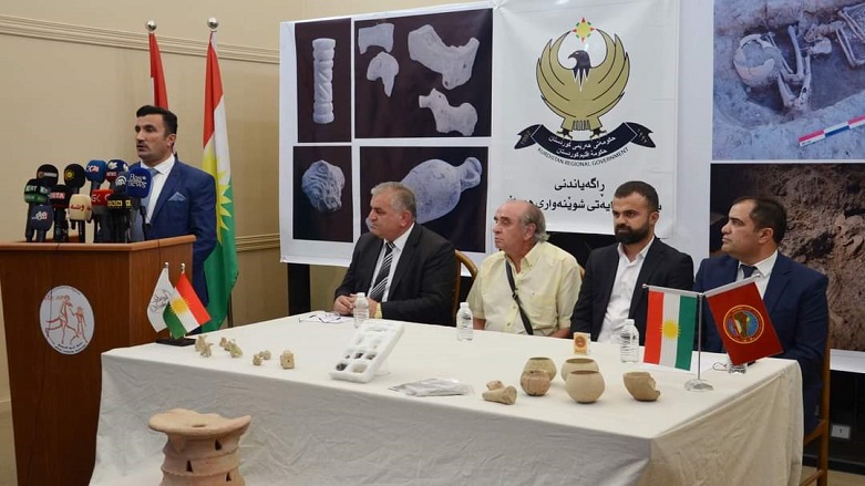 The press conference of the Directorate of Antiquities in Erbil province, Sept. 21, 2021. (Photo: social media)