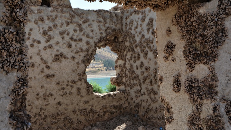 Low water levels caused by drought have uncovered portions of an old village at the Kurdistan Region's Duhok Dam, Sept. 12, 2021. (Photo: Kurmanj Nhili/Kurdistan 24)