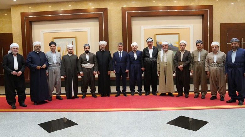 Kurdistan Region Prime Minister Masrour Barzani (C) meets top Islamic scholars in Erbil, Sept. 29, 2021. (Photo: KRG)