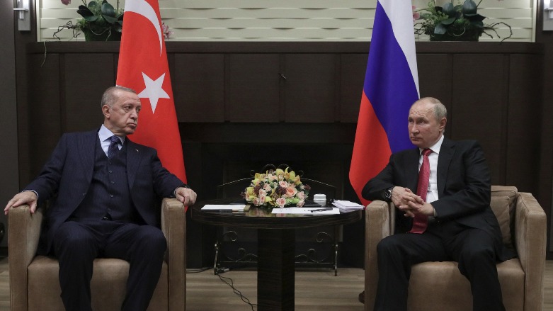 Russian President Vladimir Putin meets with his Turkish counterpart Recep Tayyip Erdogan in Sochi on September 29, 2021. (Vladimir Smirnov / POOL / AFP)