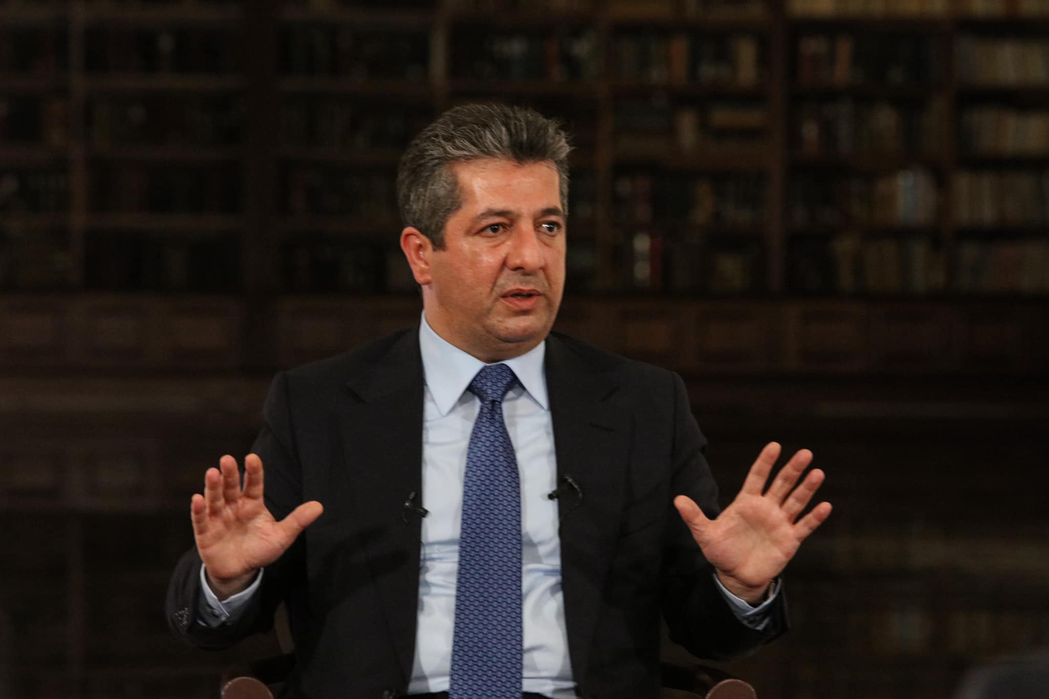 KRG PM Masrour Barzani is pictured while speaking to students during the town hall. (Photo: KRG)