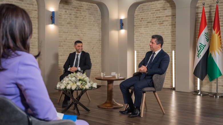 Kurdistan Region Prime Minister Masrour Barzani (right) during a Q&A session at Department of Information Technology (DIT) in Erbil, Sept. 4, 2022. (Photo: KRG DIT)