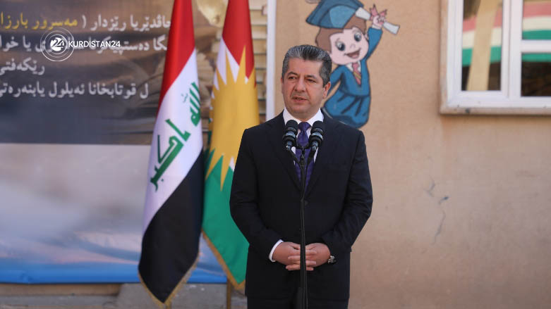 Kurdistan Region Prime Minister Masrour Barzani, delivering a speech on the occasion of the new school year beginning in the Kurdistan Region, September, 13, 2022. (Photo: Kurdistan 24)