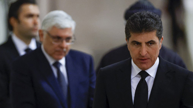 Kurdistan Region President Nechirvan Barzani paying his respects at the coffin of UK's longest-reigning monarch, Queen Elizabeth II, lying in state at Westminster Hall, Sept. 18, 2022. (Photo: John Sibley/Pool/AFP)