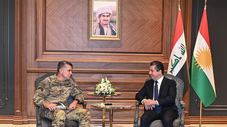 Kurdistan Region Prime Minister Masrour Barzani (right) during his meeting with Maj. Gen. Matthew McFarlane, the commander of the Combined Joint Task Force - Operation Inherent Resolve (CJTF-OIR), in Erbil, Sept. 21, 2022. (Photo: KRG)