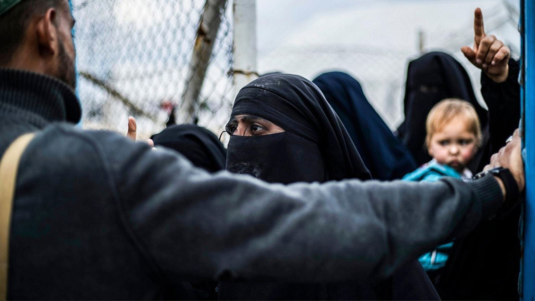 Women at northeast Syria's al-Hol Camp protesting. (Photo: Delil Souleiman/AFP)