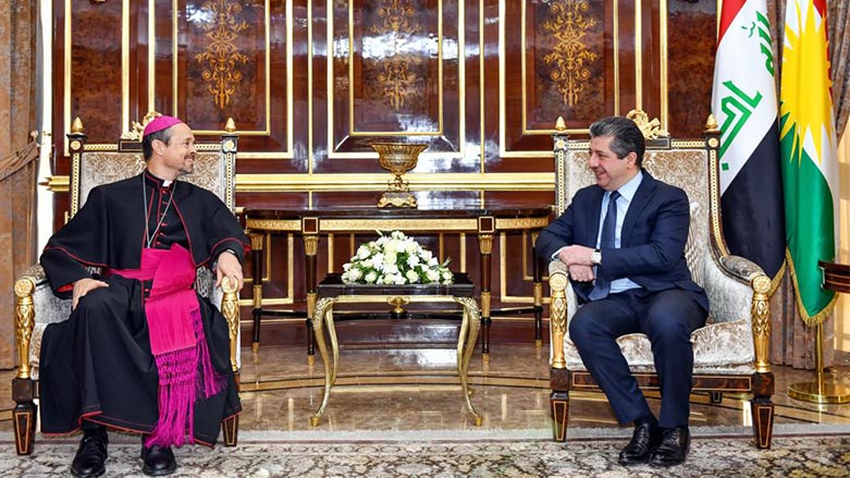 Prime Minister Masrour Barzani on Thursday received the Ambassador of the Vatican to Iraq, Mitja Leskovar (Photo: KRG).